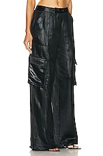 SIMKHAI Beatriz Wide Leg Cargo Pant in Black, view 2, click to view large image.