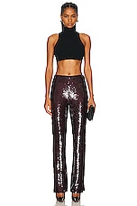 SIMKHAI Lilita Sequin Pant in Mangosteen, view 4, click to view large image.