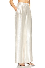 SIMKHAI Malcolm Textured Satin Pant in Cream, view 2, click to view large image.