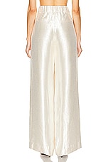 SIMKHAI Malcolm Textured Satin Pant in Cream, view 3, click to view large image.