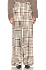 SIMKHAI Leroy Pleated Wide Leg Pant in Sand Plaid, view 1, click to view large image.