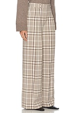 SIMKHAI Leroy Pleated Wide Leg Pant in Sand Plaid, view 2, click to view large image.