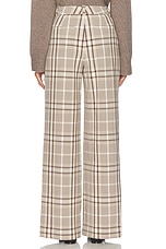 SIMKHAI Leroy Pleated Wide Leg Pant in Sand Plaid, view 4, click to view large image.