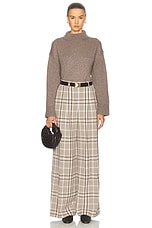 SIMKHAI Leroy Pleated Wide Leg Pant in Sand Plaid, view 5, click to view large image.