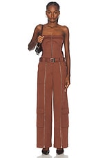 SIMKHAI Fabiana Belted Pant in Chestnut, view 5, click to view large image.