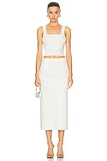 SIMKHAI Ellison Midi Skirt in Ivory, view 4, click to view large image.