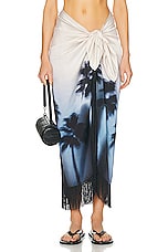 SIMKHAI Clemmy Sarong in Hazy Palm Print, view 2, click to view large image.