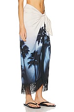 SIMKHAI Clemmy Sarong in Hazy Palm Print, view 3, click to view large image.