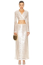 SIMKHAI Numi Pencil Skirt in Champagne, view 4, click to view large image.