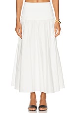 SIMKHAI Stella Maxi Skirt With Knit Yoke in White, view 1, click to view large image.