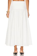 SIMKHAI Stella Maxi Skirt With Knit Yoke in White, view 3, click to view large image.