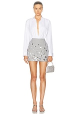 SIMKHAI Larissa Combo Mini Skirt in Heather Gray, view 5, click to view large image.