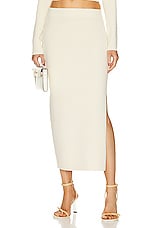 SIMKHAI Verina Midi Pencil Skirt With Slit in Natural White, view 1, click to view large image.