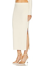 SIMKHAI Verina Midi Pencil Skirt With Slit in Natural White, view 3, click to view large image.