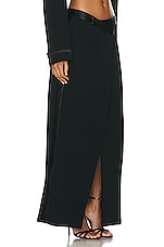 SIMKHAI Clarisse Satin Combo Overlap Maxi Skirt in Black, view 2, click to view large image.