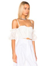 SIMKHAI Multimedia Corded Lace Bustier Top in White, view 3, click to view large image.