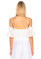 SIMKHAI Multimedia Corded Lace Bustier Top in White, view 4, click to view large image.