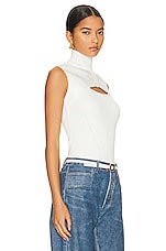 SIMKHAI Easton Turtleneck Cut Out Tank in Ivory, view 2, click to view large image.