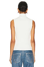 SIMKHAI Easton Turtleneck Cut Out Tank in Ivory, view 3, click to view large image.