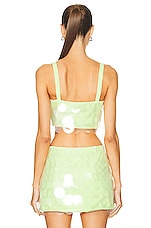 SIMKHAI Bexley Transparent Sequin Crop Top in Lime, view 3, click to view large image.