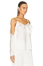 SIMKHAI Diane Draped Off Shoulder Top in Ivory, view 2, click to view large image.