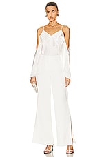 SIMKHAI Diane Draped Off Shoulder Top in Ivory, view 4, click to view large image.