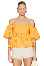SIMKHAI Tala Cotton Poplin Puff Sleeve Top in Zinnia, view 1, click to view large image.