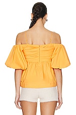 SIMKHAI Tala Cotton Poplin Puff Sleeve Top in Zinnia, view 3, click to view large image.
