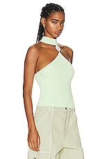 SIMKHAI Rubie Compact Rib Mock Neck Top in Key Lime, view 2, click to view large image.