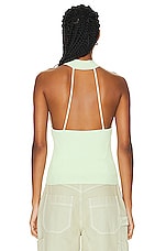 SIMKHAI Rubie Compact Rib Mock Neck Top in Key Lime, view 3, click to view large image.