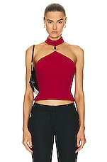SIMKHAI Rubie Mock Neck Top in Carmine, view 1, click to view large image.
