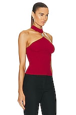 SIMKHAI Rubie Mock Neck Top in Carmine, view 2, click to view large image.