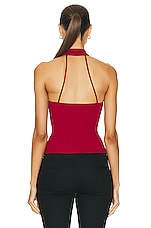 SIMKHAI Rubie Mock Neck Top in Carmine, view 3, click to view large image.