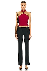 SIMKHAI Rubie Mock Neck Top in Carmine, view 4, click to view large image.