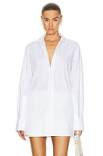 SIMKHAI Alfansa Button Down Shirt in White, view 1, click to view large image.