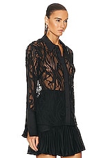SIMKHAI Candela Long Sleeve Lace Shirt in Black, view 2, click to view large image.