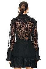 SIMKHAI Candela Long Sleeve Lace Shirt in Black, view 3, click to view large image.