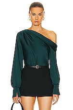 SIMKHAI Alice One Shoulder Top in Emerald, view 1, click to view large image.