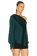 SIMKHAI Alice One Shoulder Top in Emerald, view 2, click to view large image.
