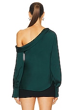 SIMKHAI Alice One Shoulder Top in Emerald, view 4, click to view large image.