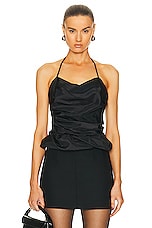 SIMKHAI Hailee Draped Halter Top in Black, view 1, click to view large image.