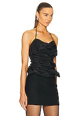 SIMKHAI Hailee Draped Halter Top in Black, view 2, click to view large image.