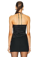 SIMKHAI Hailee Draped Halter Top in Black, view 3, click to view large image.