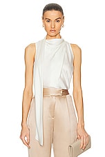 SIMKHAI Mckinnon Tie Neck Top in Ivory, view 1, click to view large image.