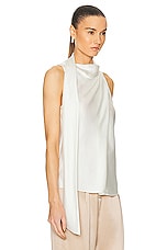 SIMKHAI Mckinnon Tie Neck Top in Ivory, view 2, click to view large image.