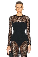SIMKHAI Prima Long Sleeve Bustier Top in Black, view 1, click to view large image.