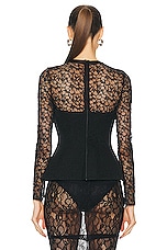 SIMKHAI Prima Long Sleeve Bustier Top in Black, view 3, click to view large image.