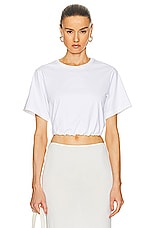 SIMKHAI Jojo Short Sleeve Cropped T-shirt in White, view 1, click to view large image.