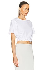 SIMKHAI Jojo Short Sleeve Cropped T-shirt in White, view 2, click to view large image.