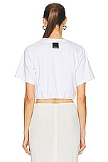 SIMKHAI Jojo Short Sleeve Cropped T-shirt in White, view 3, click to view large image.